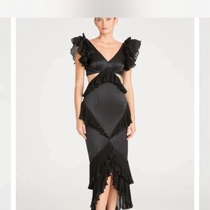 Amur Gen Elegant Black Ruffled Dress